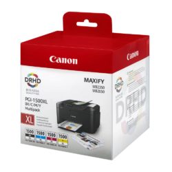 Canon Maxify PGI-1500XL Drhd Ink, High Yield Ink Cartridge, Black, Cyan, Magenta, Yellow Multipack, 9182B004 (package 4 each)
